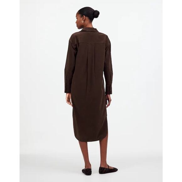 Madewell Corduroy Long-Sleeve Midi Shirtdress in "Dark Carob" Brown Size XXL - Picture 2 of 13